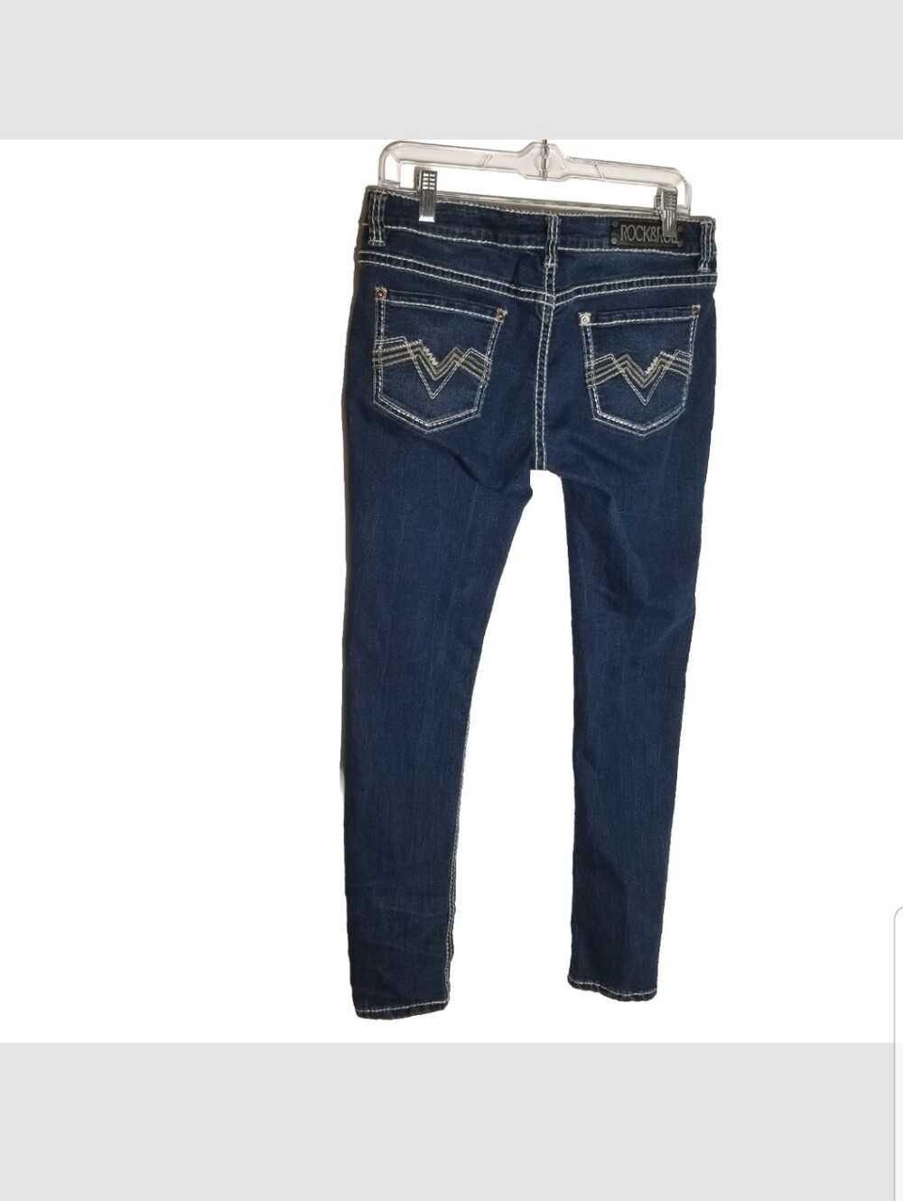 Rock&Roll Cowgirl Jeans 30x32 Actual 31x31 Skinny Low Rise Blue Denim Distressed - Picture 5 of 10